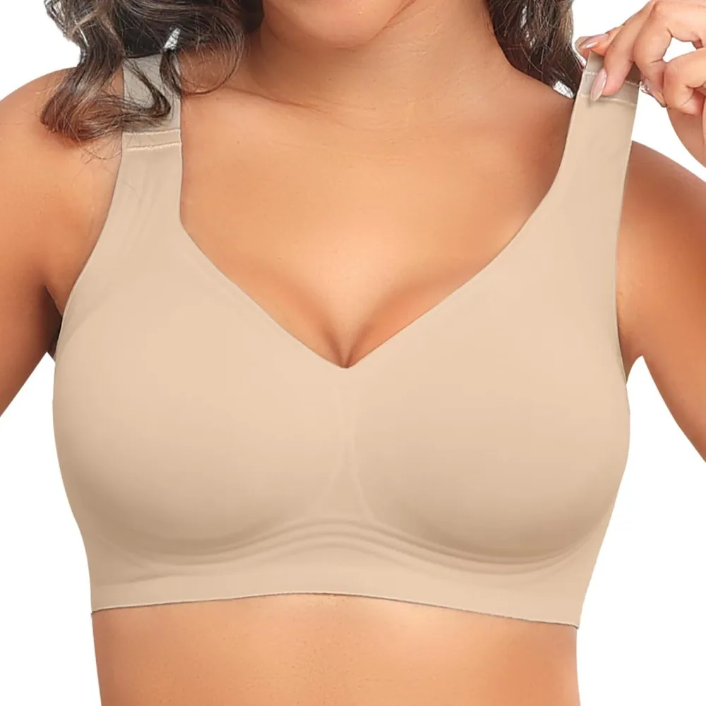 Women's Seamless Underwire Support Bra Gathers Comfortable and Soft Underwire Full Coverage T-shirt