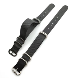 Premium Nylon Watch Band with Black Buckle - Army Sport Strap Bracelet - 22mm (Black)