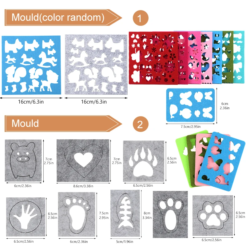 Wool Felt Mold Set 2-9 Pcs Fenrry Needle Felting Tools DIY Craft Stencil Applique Handicraft Shaping Fabric Materials Accessories needle felting kit wool felting kit needle felting painting kit sewing craft kit kids art craft kit