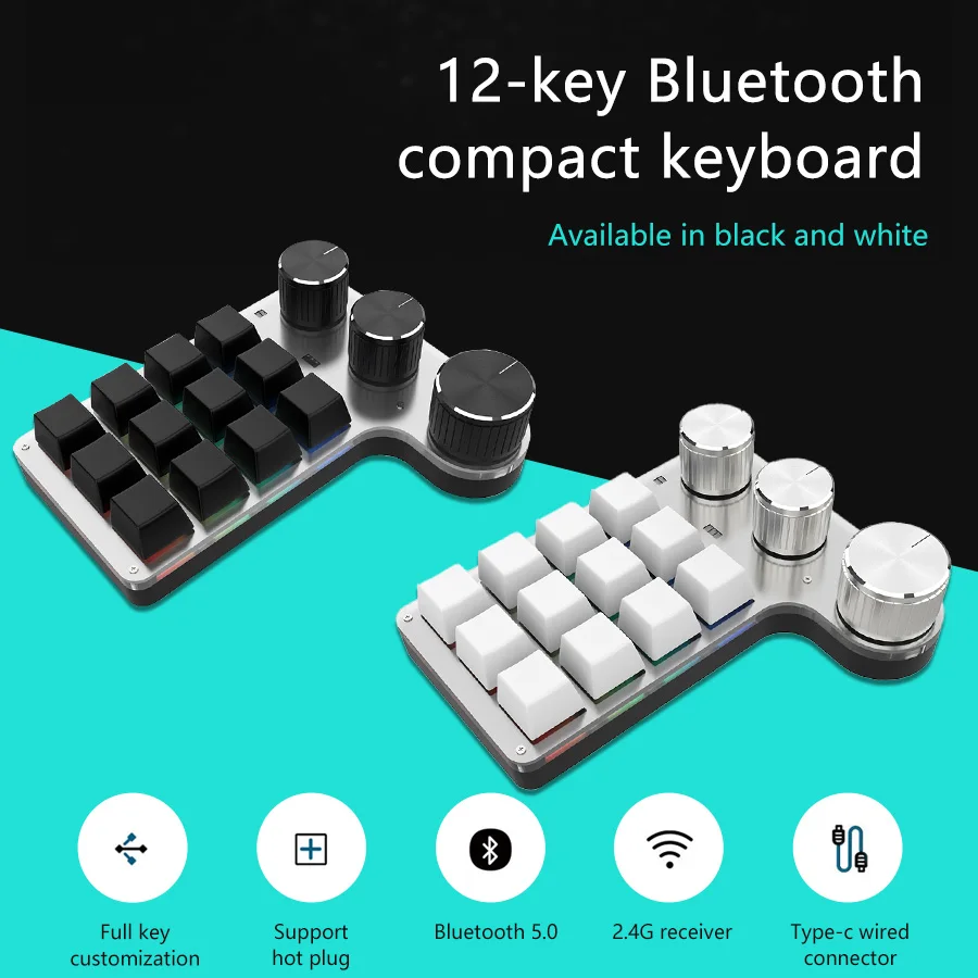 Bluetooth/wired Version 12 Key 3 Knob RGB Custom Programming Macro Compact Mechanical Keyboard Photoshop Hot Swappable Keyboard - 4