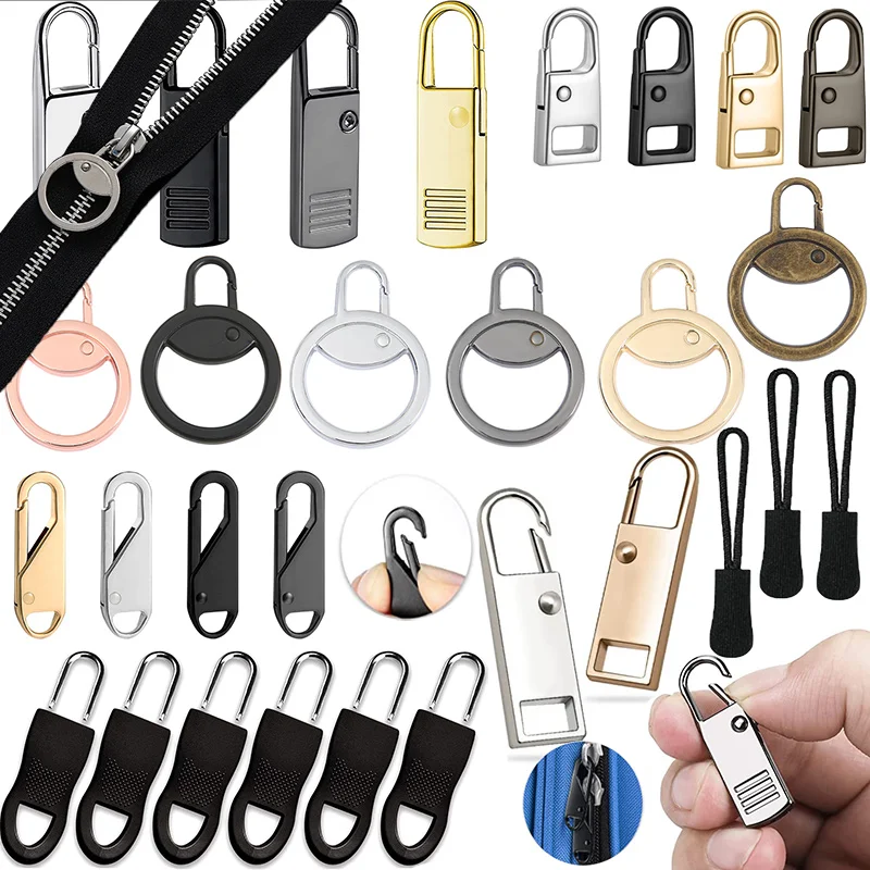 5/10Pcs Metal Zipper Pull Replacement Detachable Zipper Slider Pull Tab