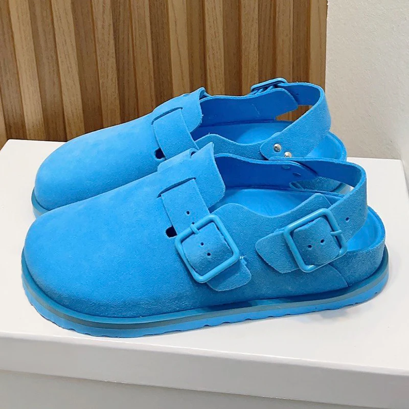 

2024 Spring Summer New Women's Closed Toe Sandals Adjustable Arch Strap Design Solid Color Round Head Women's Shoes