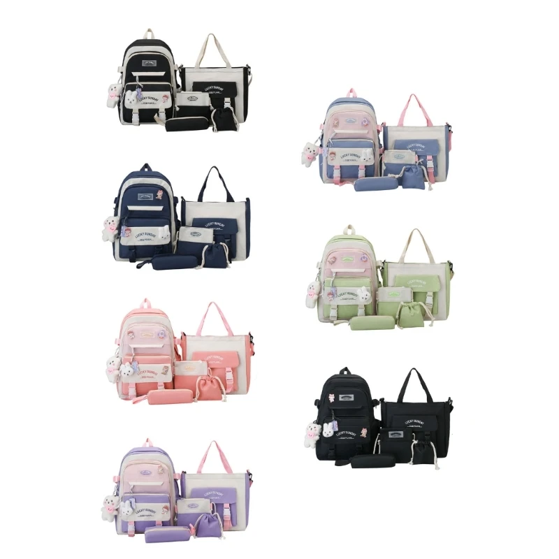 

M6CC 3pcs Print School Backpack for Teen Girls Backpack with Shoulder Bag Pencil Bag