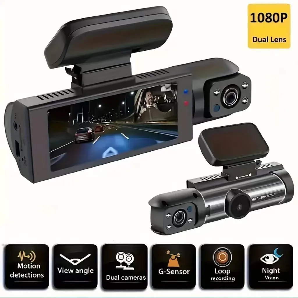 Focabo Dual Dash Cam 1080P Front & Rear Car DVR IR Night Vision Loop Record