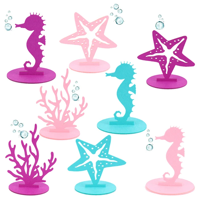 2pcs Little Mermaid Theme Party Decorations DIY Felt Coral Table Ornament  Under the Sea Girl Birthday Party Supplies Baby Shower