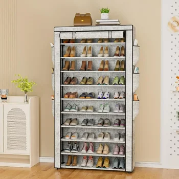 Shoe Rack 10Tier Large Capacity 50-56Pairs Beautiful Tall Shoes Shelf Free Standing Storage Cabinet Entryway Closet 1