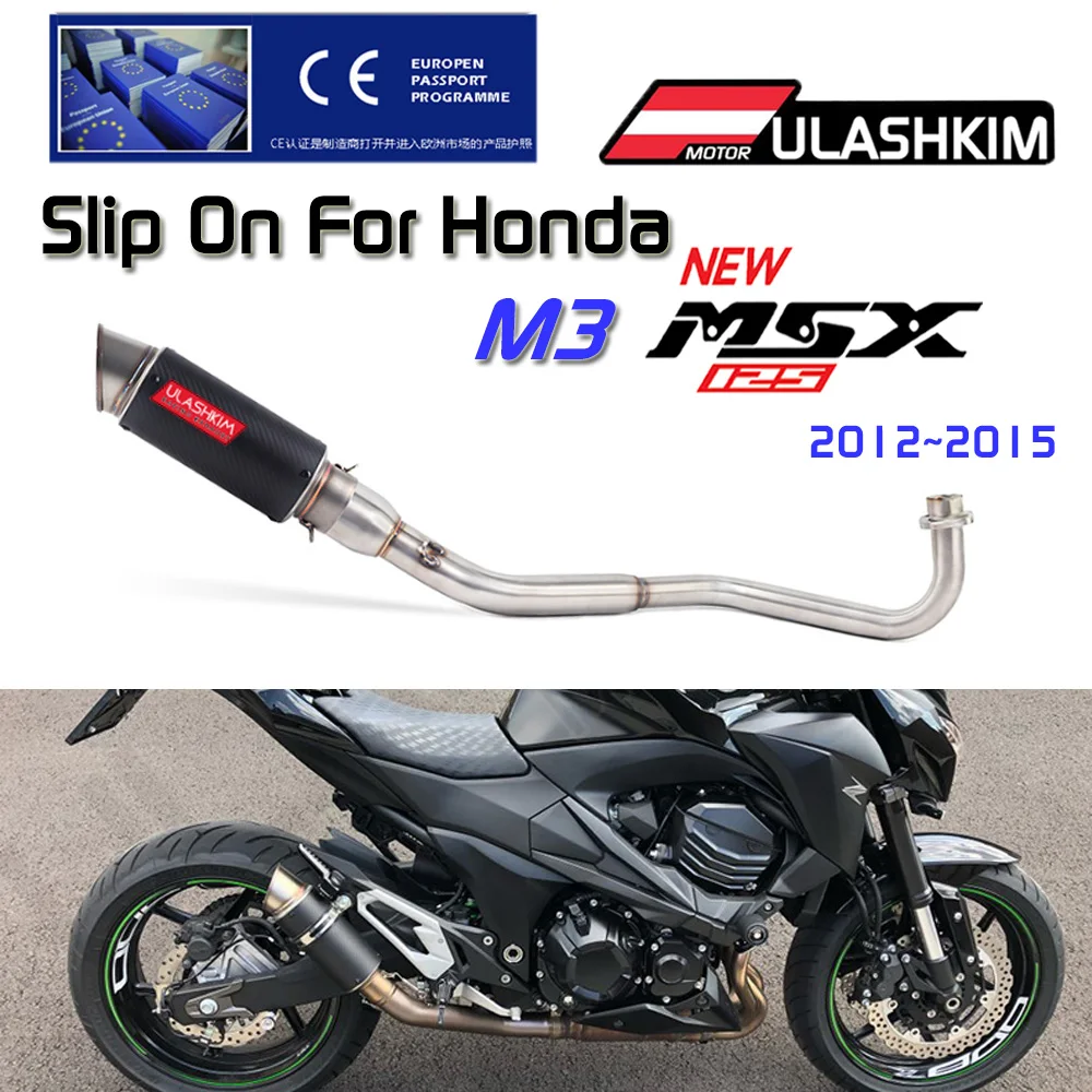 

Slip On For HONDA GROM M3 MSX 125 MSX125 2012 2013 2014 2015 Motorcycle Full System Exhaust Muffler Middle Connect Pipe