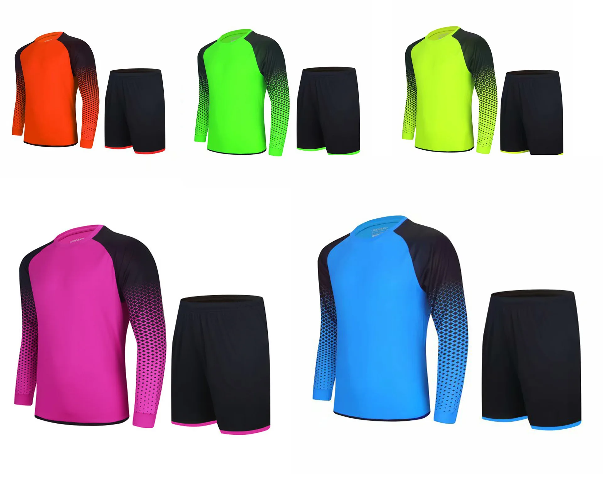 

Customizable Men's Long Sleeved Sportswear Jersey Set with Polka Dots On Shorts