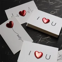 

2pcs Love Heart Greeting Cards Romantic Heartbeat Blessing Greeting Cards Party Invitations Letter Greeting Cards with Envelope