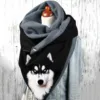 Kawaii Dog Animal Print Scarves Women Warm Winter Velvet Button Soft Wrap Casual Scarves Shawls Foulard Femme шарф зимний 4