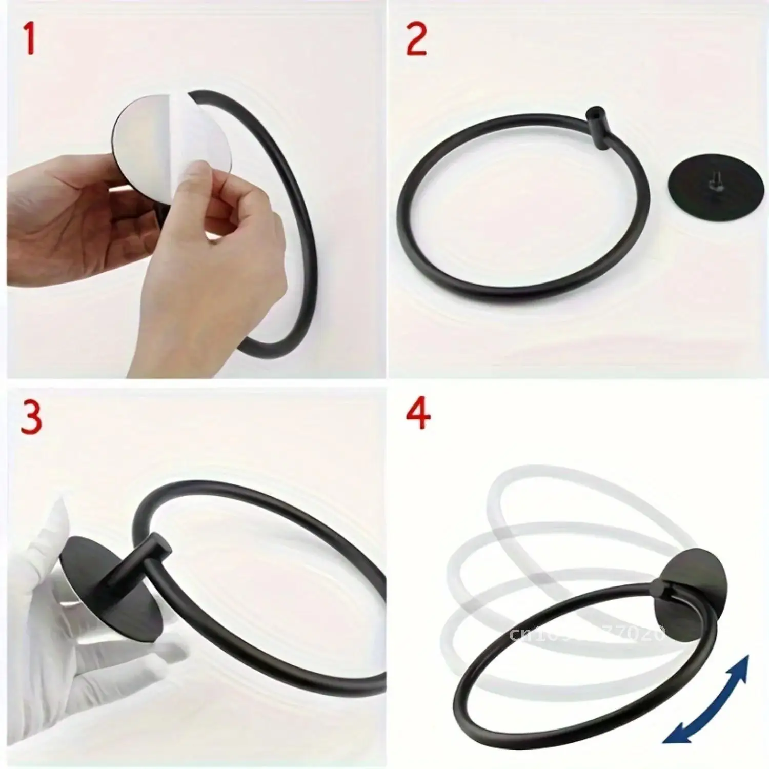 Decor! Black Stainless Steel Towel Ring-Stylish Wall Elevate Your Rack Modern Bathrooms. Matte Towel Mount for Circular