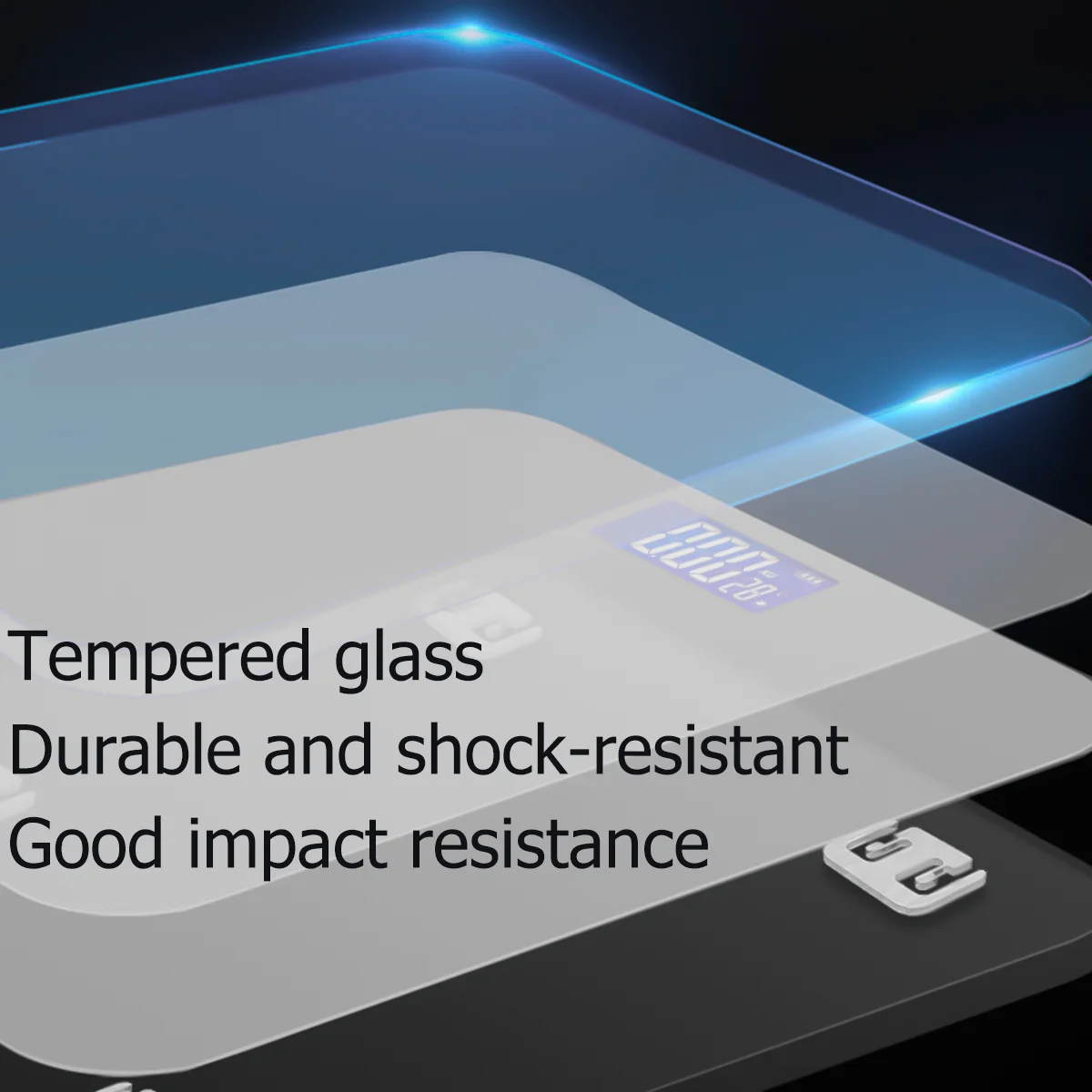 Square Scale LED Digital Scales without (Black, Pattern Blueteeth Scale)