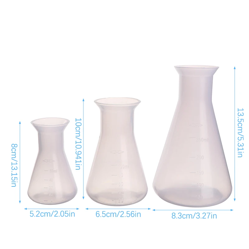 1Pc 50/100/250ml Plastic Erlenmeyer Flask Narrow Neck Conical Triangle Flask Chemistry Laboratory Analysis Instrument images - 6