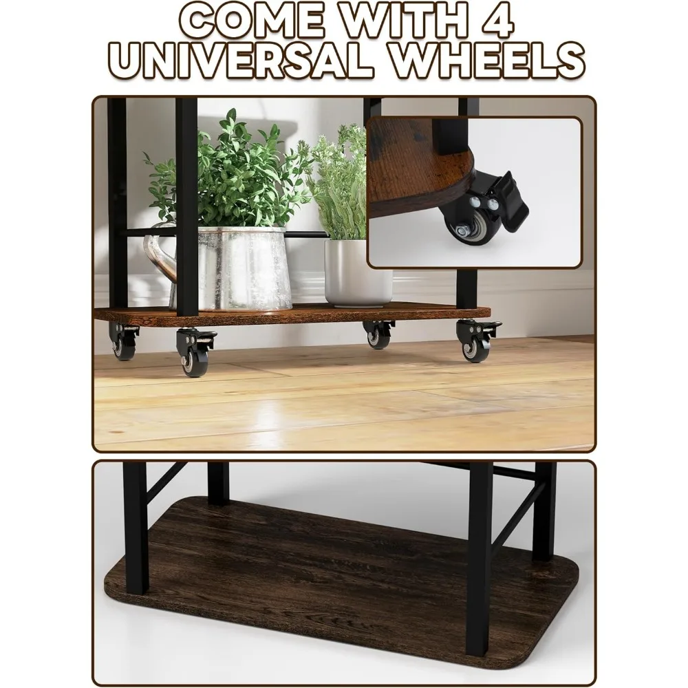 8 Tiered Plant Stands with Wheel 64" Tall Shelf for Indoor Multiple Metal Plants Flower Holder, Plant Shelves 6