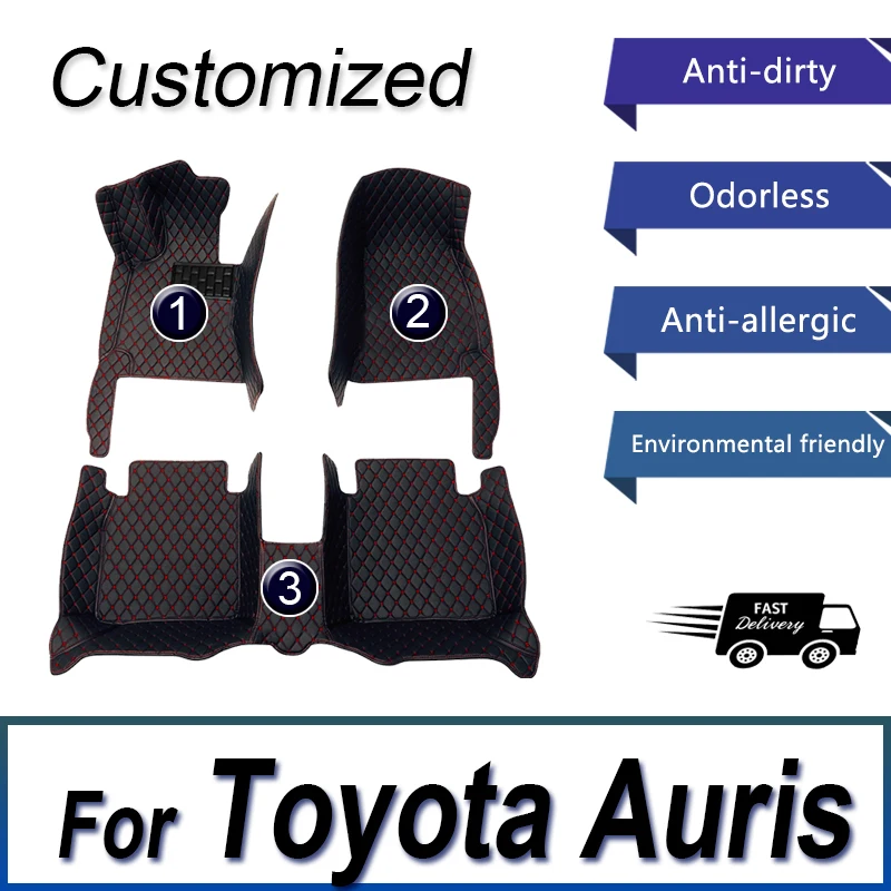 

Custom Made Leather Car Floor Mats For Toyota Auris E180 2012 2013 2014 2015 2016 2017 2018 Carpets Rugs Foot Pads Accessories