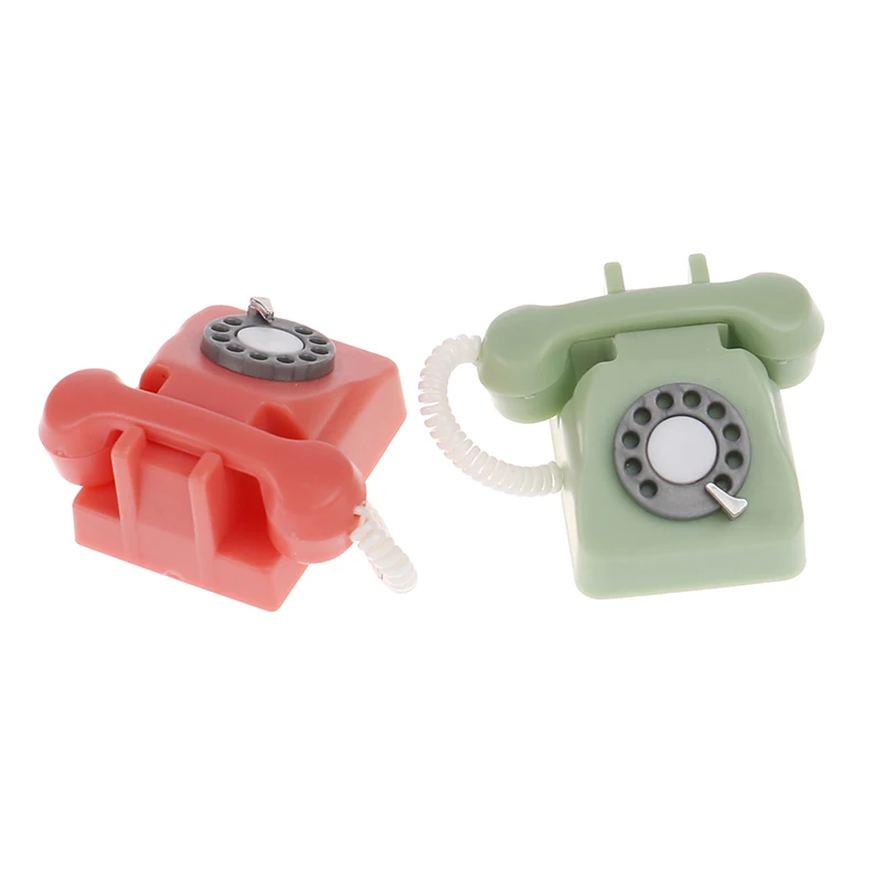 1pc Doll House Furniture Miniature Retro Phone Vintage Telephone Home Furniture Acc Decor Miniature Simulation Toy