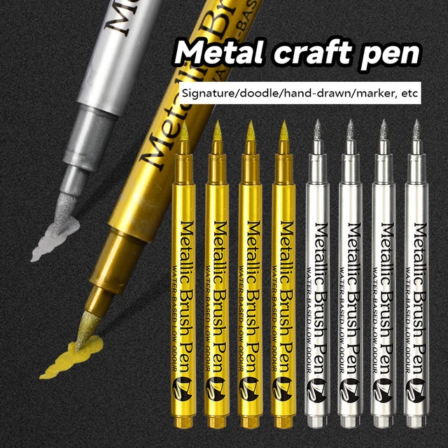 Rotulador de Metal dorado y plateado, bolígrafos de pintura
