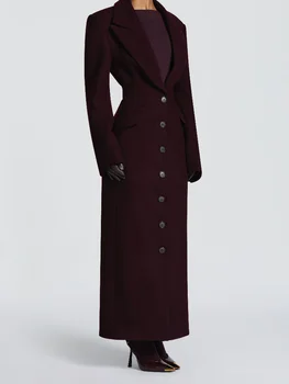 Women’s Slim V-Neck Long Coat 1