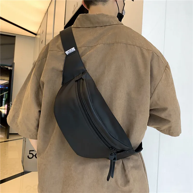 

Men's Simple Chest Bag Outdoor Travel Sport Climbing Crossbody Bag Solid Color Waist Bag Fashion Versatile PU Chest Bag