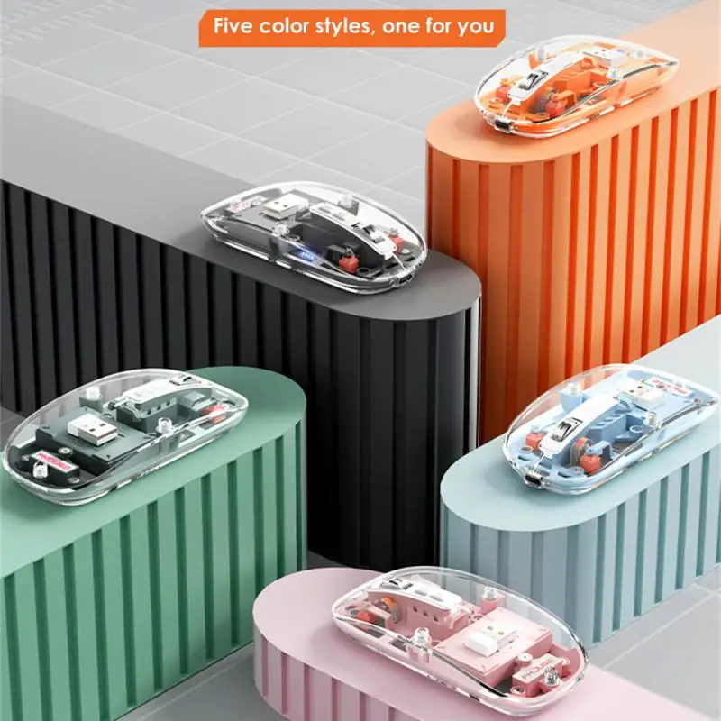 

Wireless Bluetooth-compatible Three-mode Transparent Mouse M133 Rechargeable Mute Girls Tablet Laptop Office