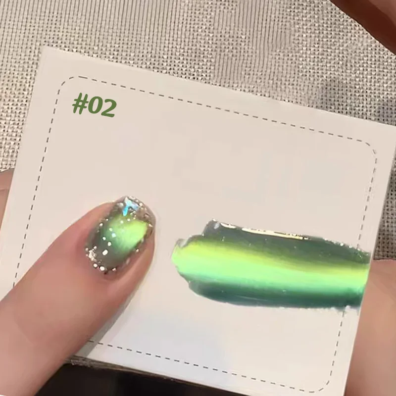 12ML Strobe Green Cat Eye Magnetic Gel Polish - Summer Nail Collection