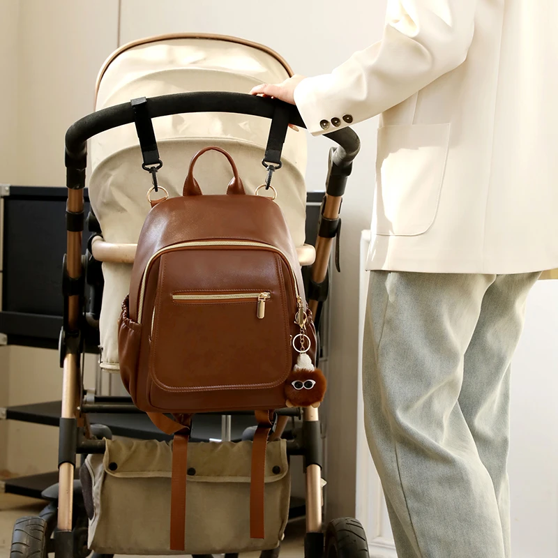 Pu Leather Diaper Bag Backpack Waterproof Maternity Bag for Stroller Baby Mummy Bags PU Nappy Bag Large Capacity Bottle bag 3