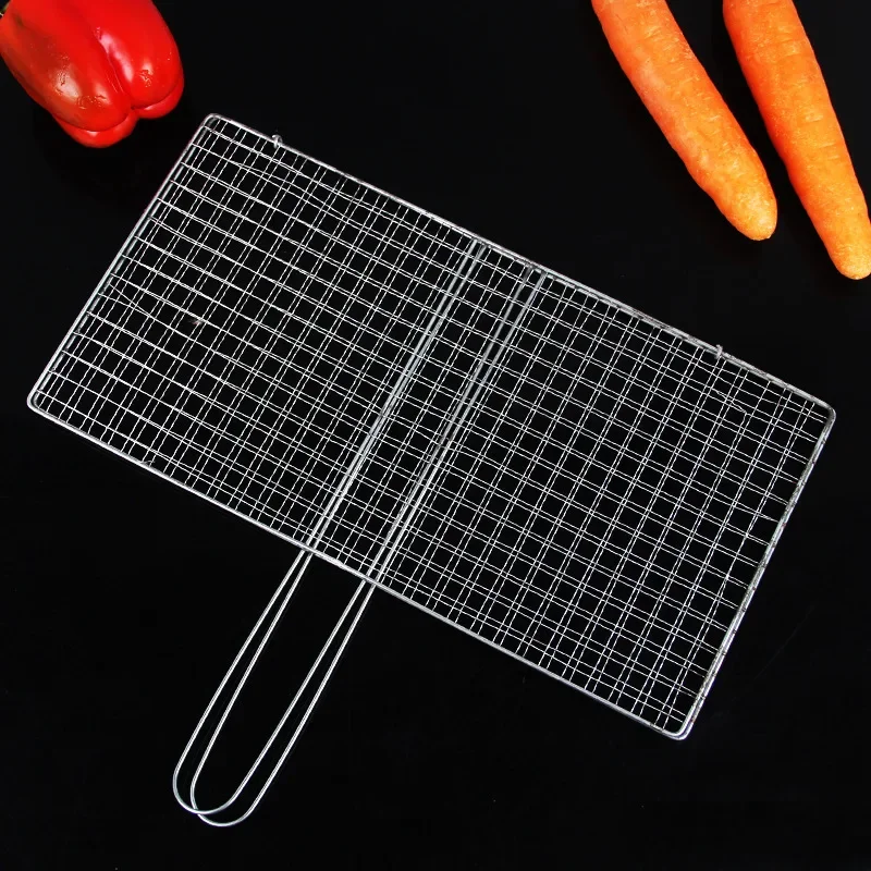 Non-stick Triple Fish Grilling Basket grilling basket barbecue tools Metal Handle Bbq Bbq Fish Rack Grill Grilling Barbecue Outdoor Tool Accessories