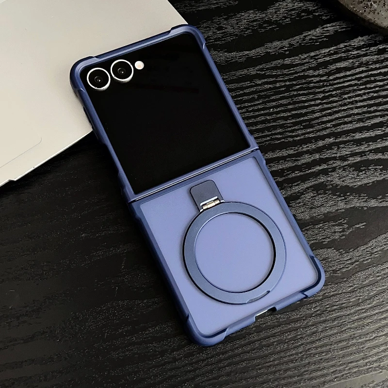 Frosted Translucent Magnetic Holder Case - Luxury Shockproof Soft Cover