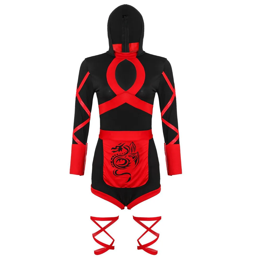 Halloween Women Adult Ninja Costume Anime Dragon Ninja Costume Cosplay One-piece Jumpsuit