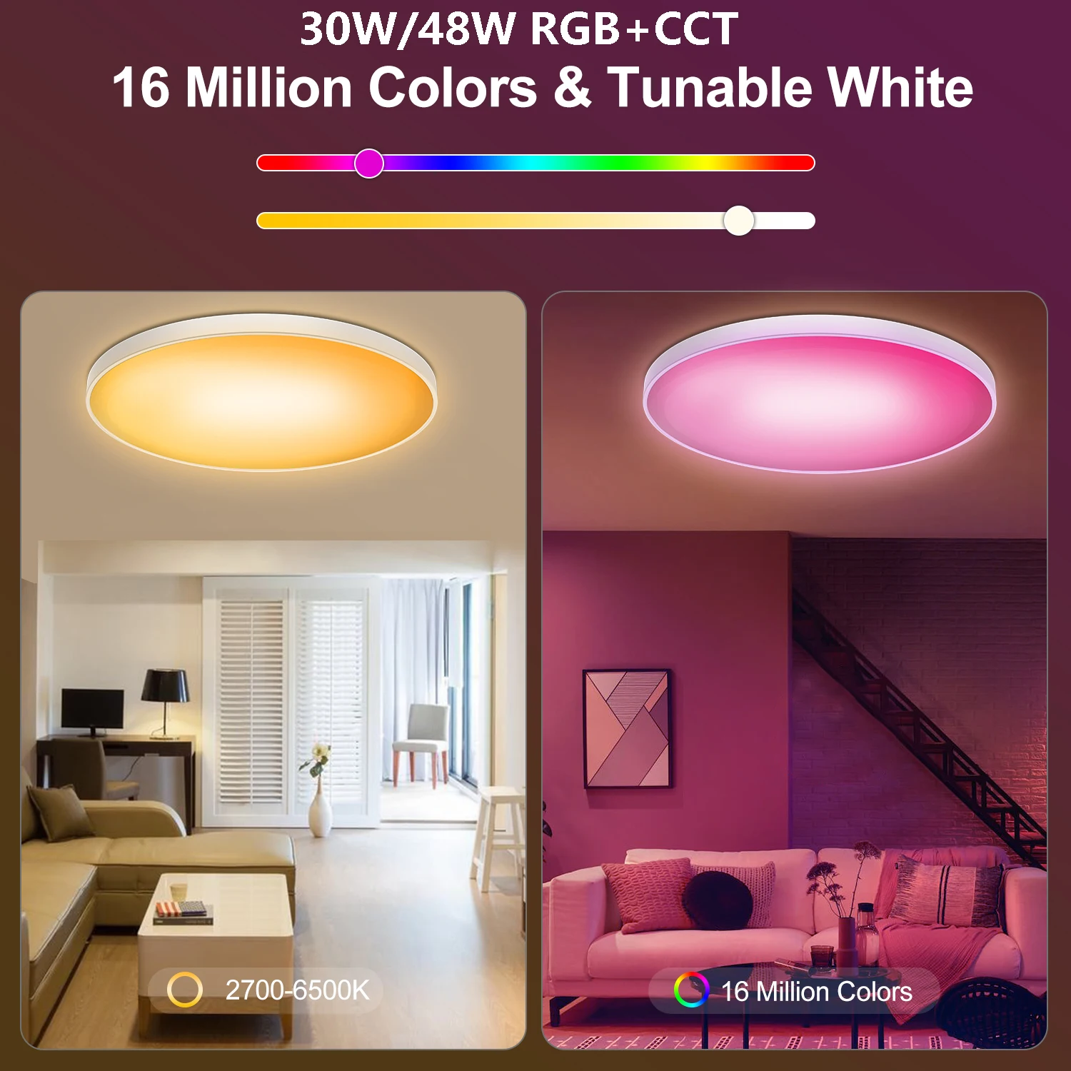 LED Smart Ceiling Light WiFi Control Remote Control RGB Warm White Cold White Panel Light Indoor For Living room decorati ceiling lamps smart home remote control