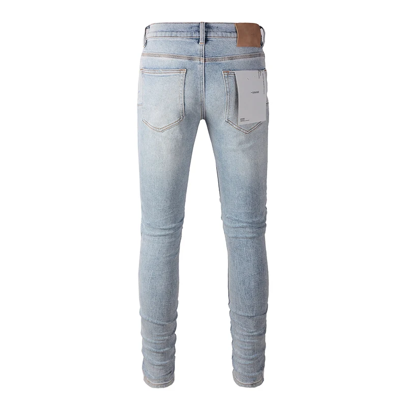 Ripped Jeans Men Classic American Streetwear Distressed Skinny Button Fly Destroyed Holes
