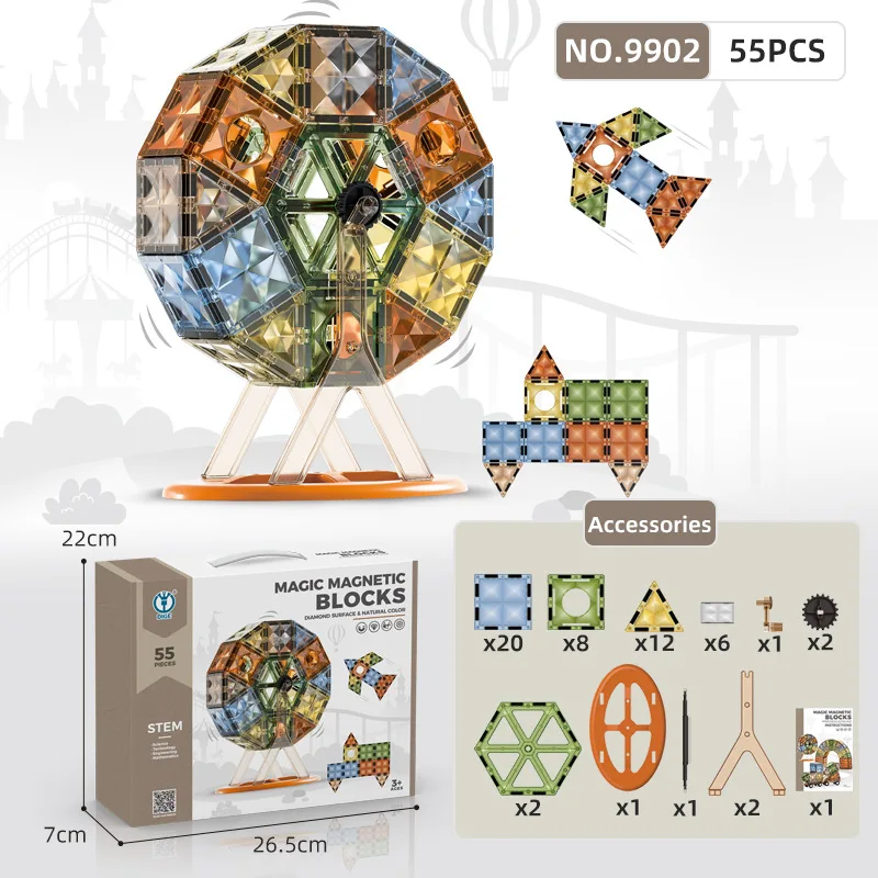 4D Diamond Face Color Window Magnetic Building Blocks DIY Building Set Children's Educational Montessori Educational Toys
