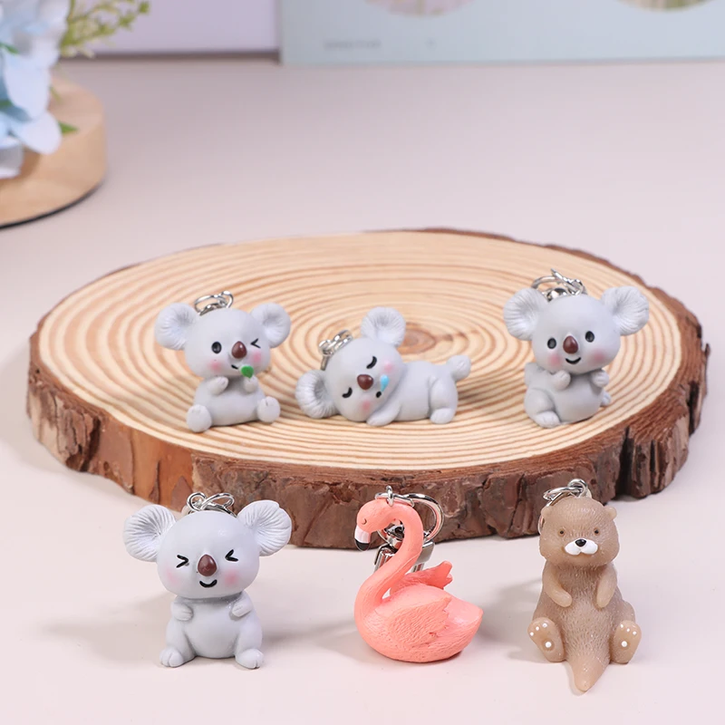 Cute 3D Otter Koala Flamingo Animal Keychains Key Ring For Women Men ...