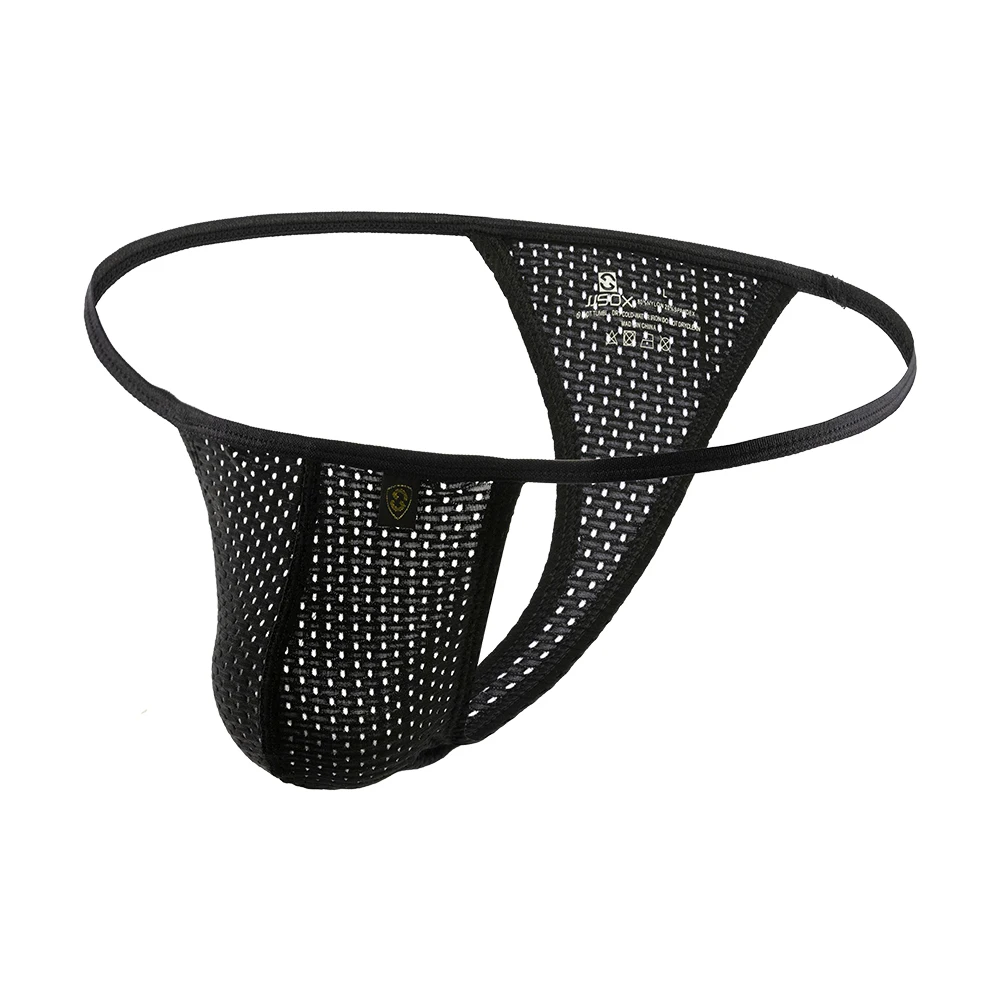 

Men Elastic Underpants Sexy Low Waist G-String Mesh Briefs Thong Lingerie Seamless Underwear Thin Breathable Bikini Thongs