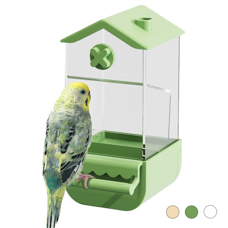 

Automatic Parrot Feeders with Perch Acrylic Transparent Bird Feeder Seed Food Container Large Capacity Bird Supplies Accessories