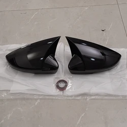 Rearview Mirror Cover Pair - Black/Carbon Pattern Side Wing Mirror Cap Trim Car Accessory (Gloss Black)
