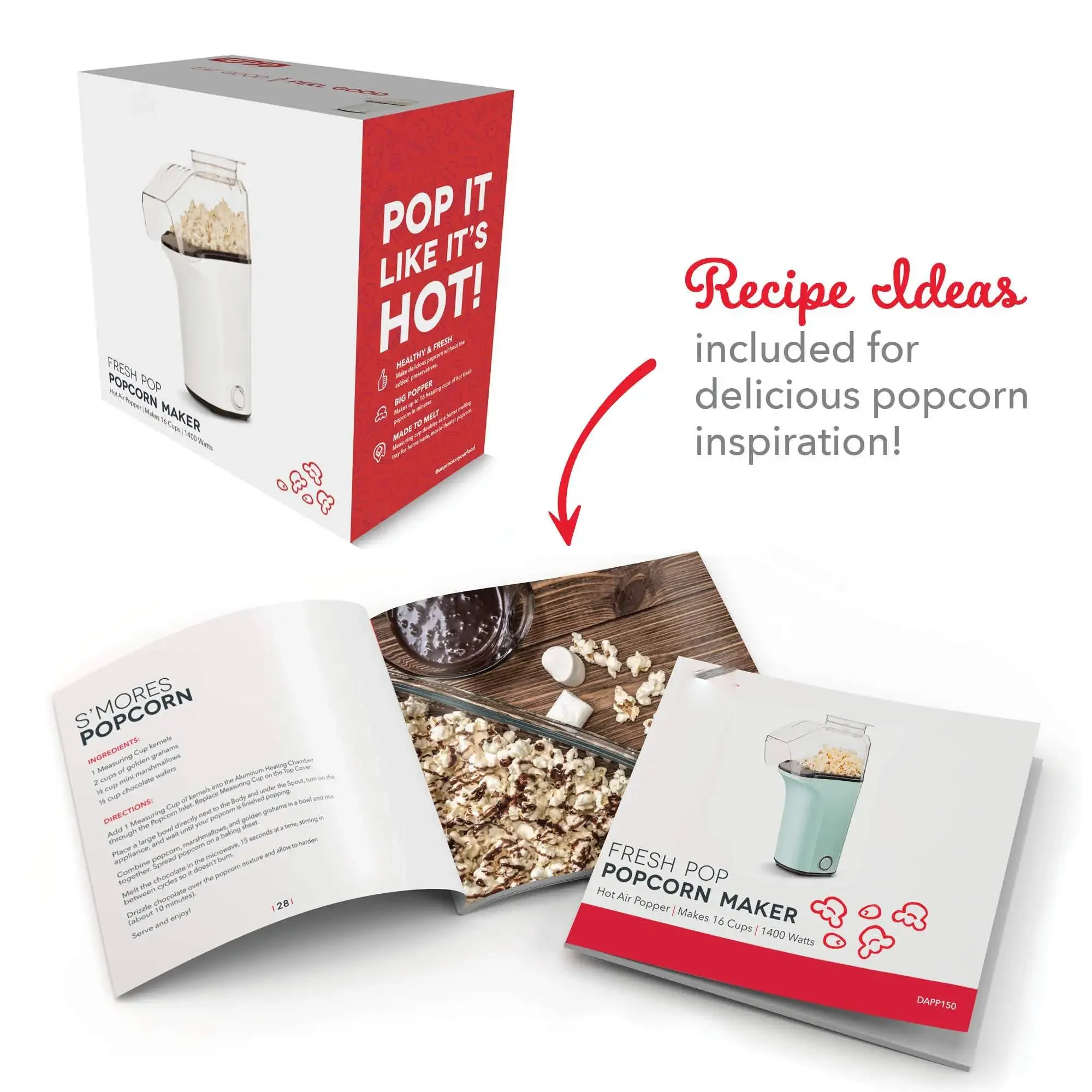 Electric Portable Popcorn Maker, Popcorn Machines with Overheating Protection, for Birthday Party and Home Together