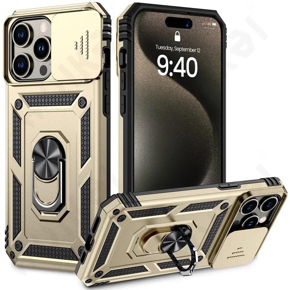 Rugged Kickstand Case with Slide Camera Protection and Drop Shockproof Design