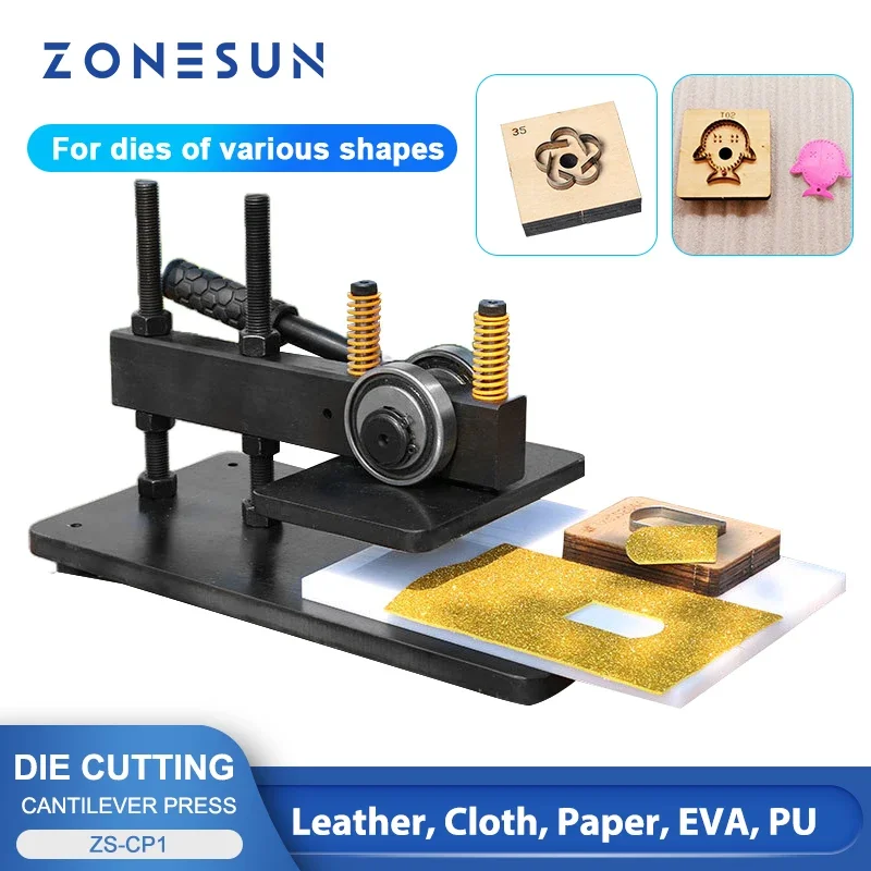 ZONESUN Leather Die Cutting Machine, Cantilever Press, Double Bearings Leather Template Tool, ZS-CP1