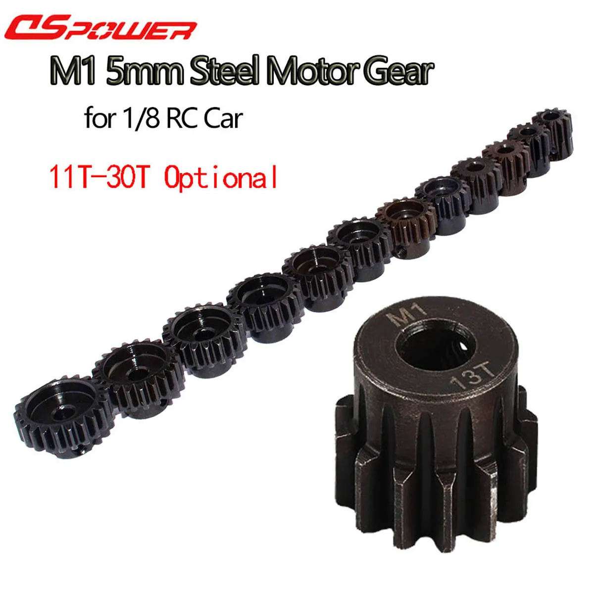 AMOGOT Metal Steel 48P Pinion Gear 18T 19T 20T 21T 22T 3.175mm Shaft Motor Gears Set - View #2