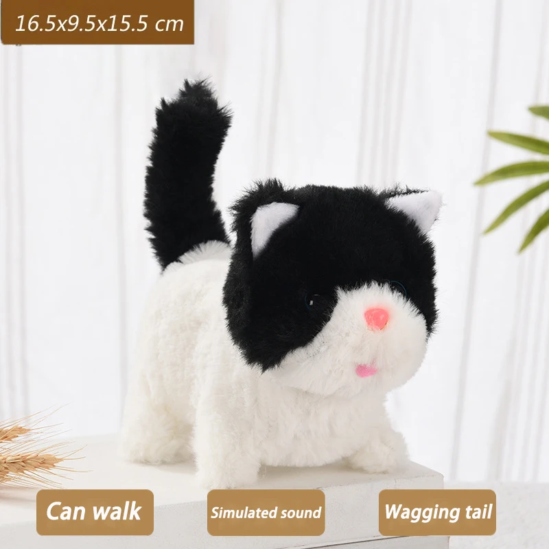 thumbnail image 1 of Nuevo juguete de peluche de gatito caminante, juguete interactivo eléctrico de gato de peluche que maúlla la cola y mueve la cabeza, juguete para gato mascota para regalo de niños, 1 of 5