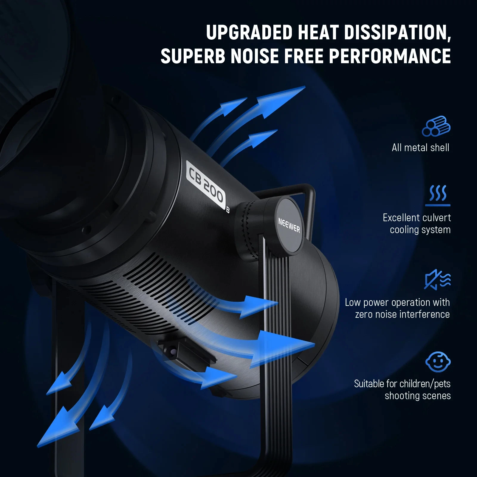 NEEWER CB200B 이중 색상 LED 비디오 조명, 2700K-6500K 2.4G 앱 리모컨 COB LED 조명, 비디오 레코드 보웬스 마운트 포함, 210W