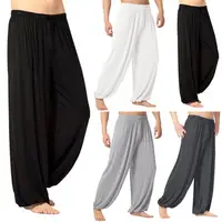 Men's Harem Pants Solid Color Yoga Pants Morning Exercise Tai Chi Pants Casual Wide Leg Pants Long Pants Harem Pants Male Slacks 1
