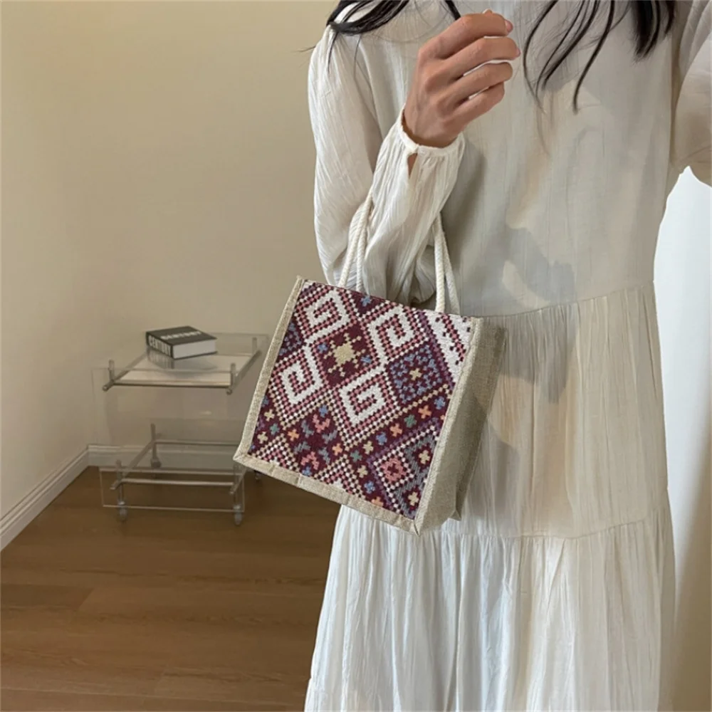 Vintage-Inspired Women's Linen Tote Bag - Stylish, Convenient, and Spacious
