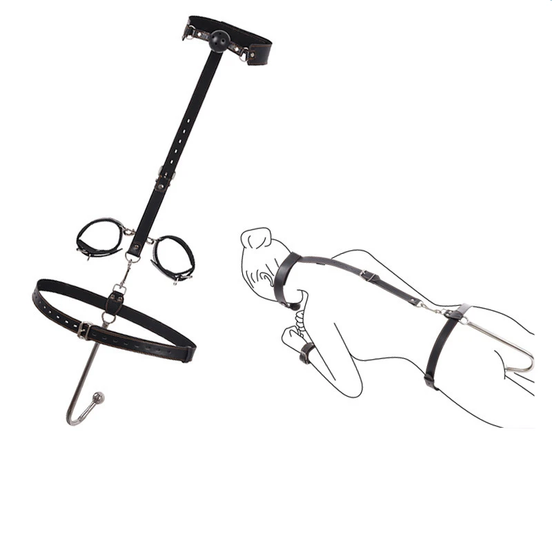 Bdsm Set Gag In Mouth Handcuffs With Anal Hook Bondage Kits Harness
