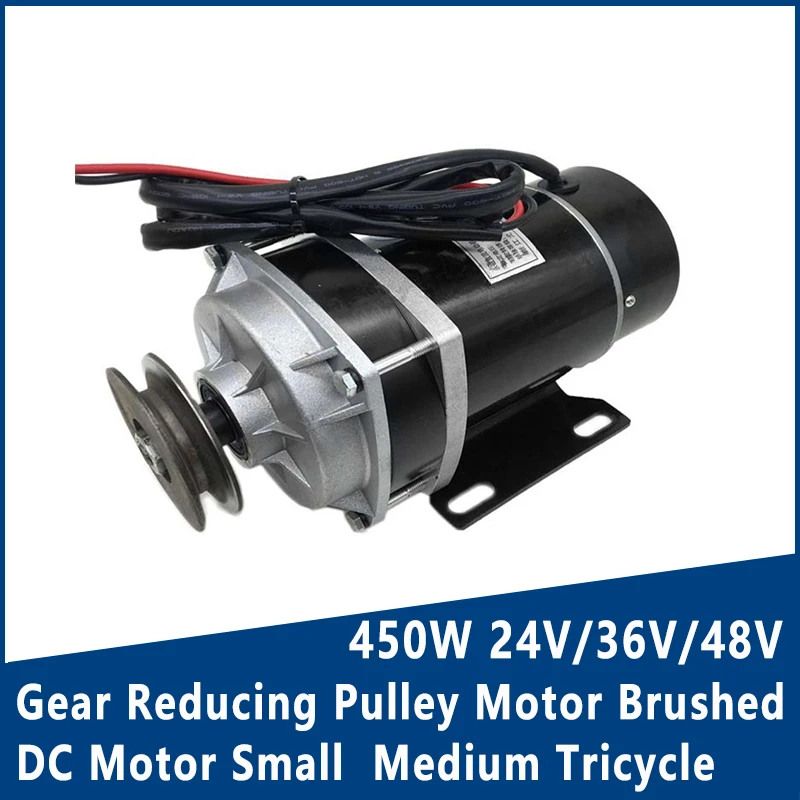 

450 Вт 24 В/36 В/48 В редукторный шкивной двигатель щеточный двигатель постоянного тока Маленький Средний трехколесный электрический трехколесный двигатель MY1020ZXF