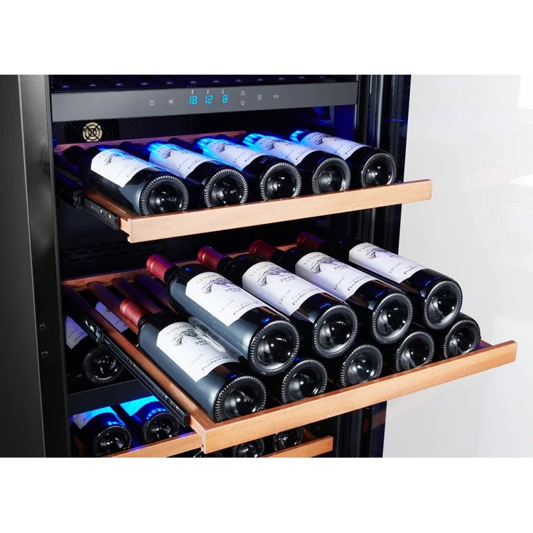 Door Wine Refrigerator Home Appliances Double Layer Lowe Glass Electric Stainless Steel Door Electronic Temperature 150