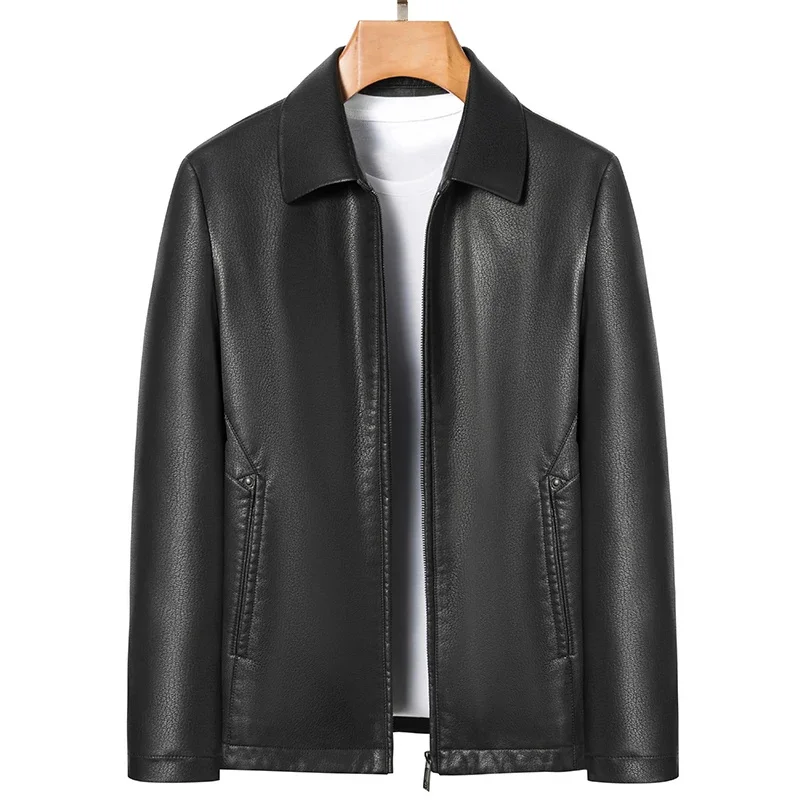 

A2260 High-end Men's Lapel Leather Jacket Spring And Autumn New Business Casual Sheepskin Thin Section Top