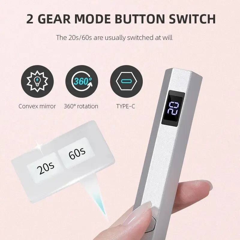 Mini Handheld UV Led Lamp For Nails Portable Rechargeable Nail Dryer For Curing Gel Polish With Display Manicure Machine 2