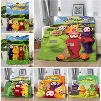 M-Meet The-Teletubbies Cartoon Logo Children Printed Blanket Picnic Blankets Warm Blanket Soft and Comfortable Blanket Home 1